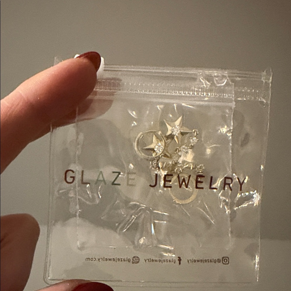 Glaze Gold Star and Moon Earrings